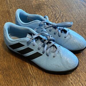 MESSI Adidas Light Blue Futsal Soccer Cleats with Black Stripes